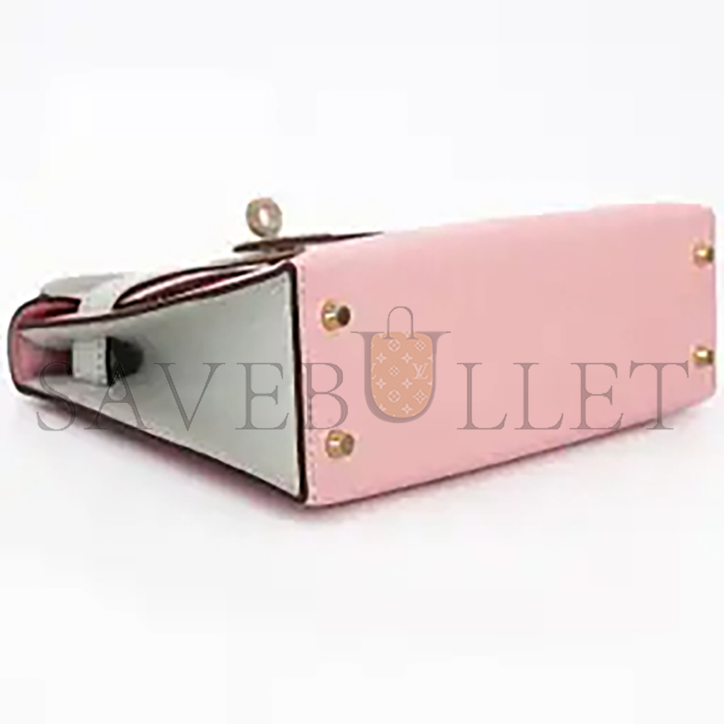 HERMÈS MASTER MINI KELLY II GOATSKIN CHERRY BLOSSOM PINK MILKSHAKE PLATINUM BUCKLE (19*12*5.5cm)